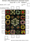 KP1BBB-2 Block 2 Posy Wreath 16" x 16" Block of Bindy's Bali Baltimore Sampler Quilt Pattern 90" x 74"