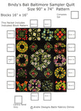 KP1BBB-4 Block 4 Posy Bud Wreath 16" x 16" Block of Bindy's Bali Baltimore Sampler Quilt Pattern 90" x 74"