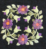 KP1BBB-6 Block 6 Tulip and Posy Cross Over Wreath 16" x 16" Block of Bindy's Bali Baltimore Sampler Quilt Pattern 90" x 74"