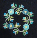 KP1BBB-7 Block 7 Tulip and Posy Wonky Wreath 16" x 16" Block of Bindy's Bali Baltimore Sampler Quilt Pattern 90" x 74"