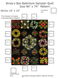 KP1BBB-8 Block 8 Floral U Shape Bouquet 16" x 16" Block of Bindy's Bali Baltimore Sampler Quilt Pattern 90" x 74"