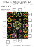 KP1BBB-ALL Complete Quilt Bindy's Bali Baltimore Sampler Quilt 90" x 74" Patterns