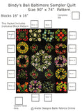 KP1BBB-9 Block 9 Tulip Wreath with Cross Over Stems 16" x 16" Block of Bindy's Bali Baltimore Sampler Quilt Pattern 90" x 74"