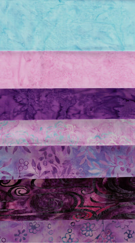 Mauve Pink Batik Bundle Garden Sundial Starter Pack- 3 Fat Quarters and 4 Fat Eighths/ SBFQE7GS-17