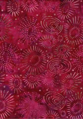 CAR 406 Pink Red Swirls Dots Stars Batik Fabric for Patchwork and Quilting