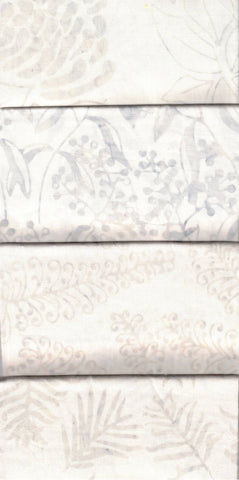 PPSFQ4 BAAL 6 Bundle 4 Fat Quarters Grey on Cream Background Australian Wildflowers