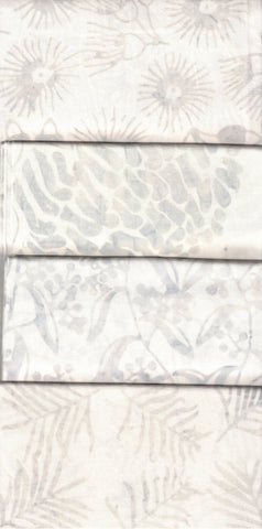 PPSFQ4 BAAL 5 Bundle 4 Fat Quarters Grey on Cream Background Australian Wildflowers