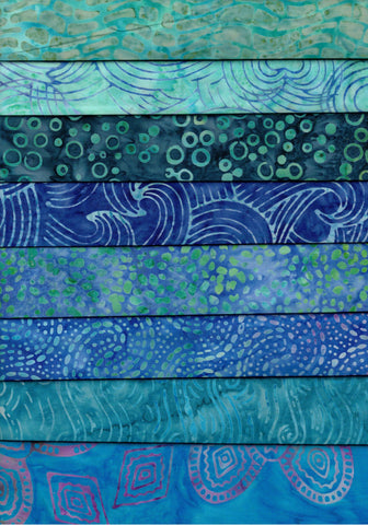 PPSTS WOF 15 Ocean Mandala Range Aqua Colour Batik Fabric for Patchwork and Quilting