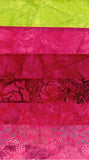SBFQE7GS-1 green pink batik fat quarter and eighth bundle