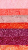 Pink, Orange Batik Bundle Garden Sundial Starter Pack- 3 Fat Quarters and 4 Fat Eighths/ SBFQE7GS-11