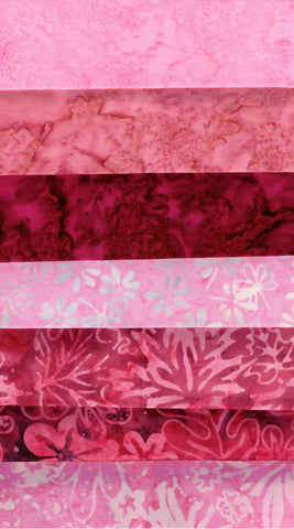 Pink Batik Bundle Garden Sundial Starter Pack- 3 Fat Quarters and 4 Fat Eighths/ SBFQE7GS-18