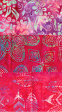 SBFQ3-83 pink stamped batik Fat quarter bundle with 3 Fat Quarters