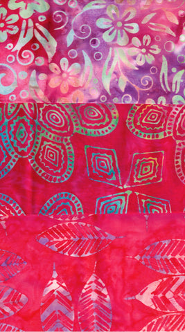 Pink Batik Fat Quarter Bundle- 3 Fat Quarters/ SBFQ3-83