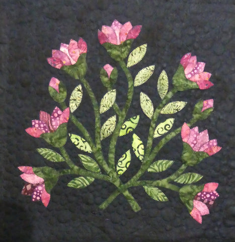 KP1BBB-5 Block 5 Floral Spray 16" x 16" Block of Bindy's Bali Baltimore Sampler Quilt Pattern 90" x 74"Bindy's Bali Baltimore Pattern