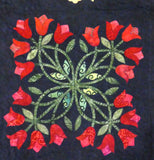 KP1BBB-9 Block 9 Tulip Wreath with Cross Over Stems 16" x 16" Block of Bindy's Bali Baltimore Sampler Quilt Pattern 90" x 74"