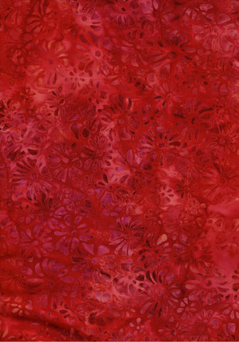 CAR 412 Orange Violet Flowers on Red Fabric for Patchwork and Quilting