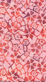 SB1M1-0201 Abstract Lotus Flowers Orange to Burgundy on Pink Cotton Batik Fabric Bulk Discount 1M Piece