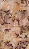 SB2M1-0601 Tan Roos and Trees Batik Fabric Bulk Discount 2M Piece