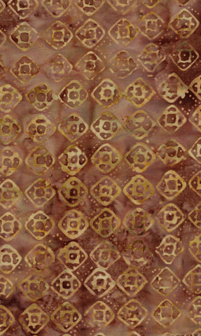SB3M1-0601 Tan Tiles on Rusty Brown Batik Fabric Bulk Discount 3M Piece