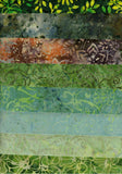 SBF16-8-5 Stash Builder Green Prints Variety of Value [8 Fat Sixteenths] Batik Fabric Patchwork and Quilting
