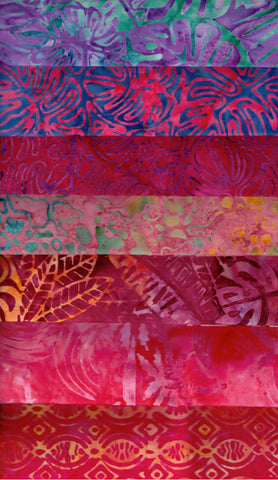 SBFQ20-1, Pack of 20 Different Fat Quarters Batik Cotton Fabric, Tropical Dreams Range by Batik Australia