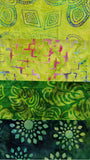 SBFE4-10 Stash Builder [4 Fat Eighths] Green Light - Dark Value Batik Fabric Patchwork and Quilting