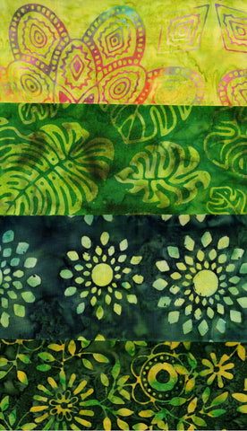 SBFE4-11 Stash Builder [4 Fat Eighths] Green Light - Dark Value Batik Fabric Patchwork and Quilting