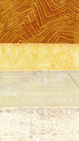 SBFE4-15 Stash Builder [4 Fat Eighths] Cream Yellow Gold Batik Fabric Patchwork and Quilting