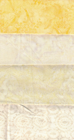 SBFE4-16 Stash Builder [4 Fat Eighths] Cream Yellow Batik Fabric Patchwork and Quilting