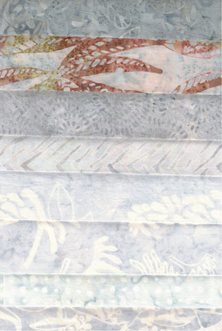 SBFE8-12 Bundle of 8 Grey Fat Eighths 1M Batik Cotton