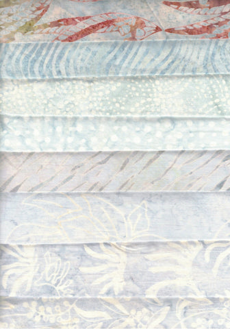 SBFE8-13 Bundle of 8 Grey Fat Eighths 1M Batik Cotton