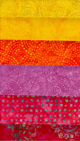 SBFQ12-2 Bright Mandala Range Bright Colours Batik Fabric for Patchwork and Quilting. 12 Fat Quarter Pack