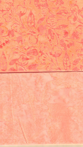 SBFQ2-12 Stash Builder Coordinating Apricot Tonal And Floral Print [2 Fat Quarters] Batik Fabric Patchwork and Quilting
