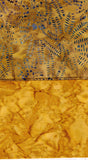 Collection of 2 Mustard and Tan batik fabrics 