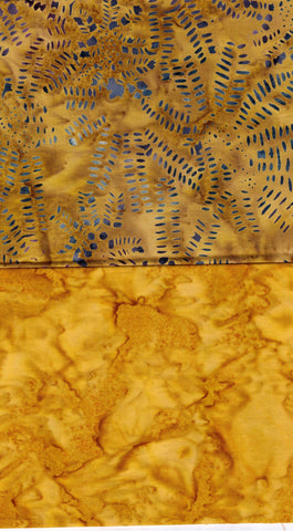 SBFQ2-13 Stash Builder Coordinating Mustard Tonal And Textured Print [2 Fat Quarters] Batik Fabric Patchwork and Quilting