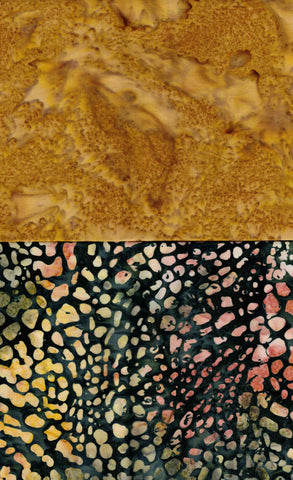 SBFQ2-14 Stash Builder Coordinating Mustard Tonal And Textured Print [2 Fat Quarters] Batik Fabric Patchwork and Quilting