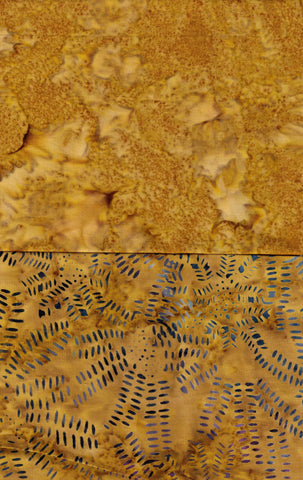 SBFQ2-15 Stash Builder Coordinating Mustard Tonal And Textured Print [2 Fat Quarters] Batik Fabric Patchwork and Quilting