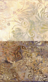 2 Cream and Tan Batik Fabric Prints paisley design
