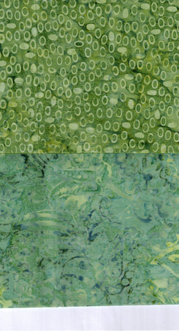 SBFQ2-1 Stash Builder Coordinating Prints Green [2 Fat Quarters] Batik Fabric Patchwork and Quilting