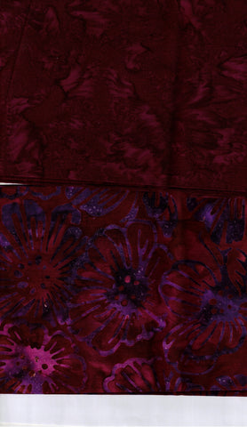 SBFQ2-7 Stash Builder Coordinating Print and Tonal Burgundy [2 Fat Quarters] Batik Fabric Patchwork and Quilting