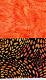 2 Fat Quarters of Orange Toned Batik Fabric