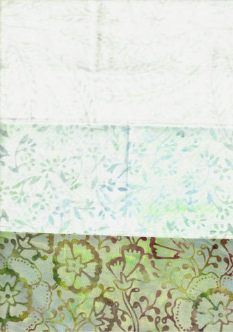 SBFQ3-10 Stash Builder Coordinating Prints Greens [3 Fat Quarters] Batik Fabric Patchwork and Quilting