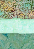 SBFQ3-12 Stash Builder Coordinating Prints Pale to Medium Greens [3 Fat Quarters] Batik Fabric Patchwork and Quilting