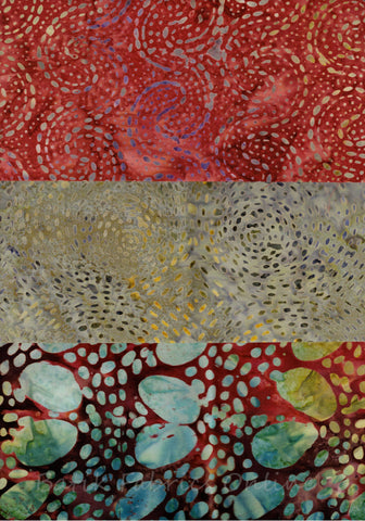SBFQ3-16 Stash Builder Coordinating Kimberley Range from Batik Australia Prints [3 Fat Quarters] Batik Fabric Patchwork and Quilting