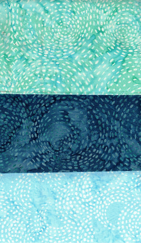 SBFQ3-18 Stash Builder Coordinating Prints Blue and Aqua Dots and Dashes Range [3 Fat Quarters] Batik Fabric Patchwork and Quilting