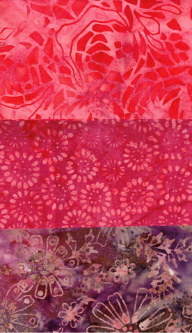 SBFQ3-22 Stash Builder Coordinating Prints Apricot Pink Florals [3 Fat Quarters] Batik Fabric Patchwork and Quilting
