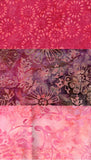 Collection of pink and purple cotton batik fabric patterns