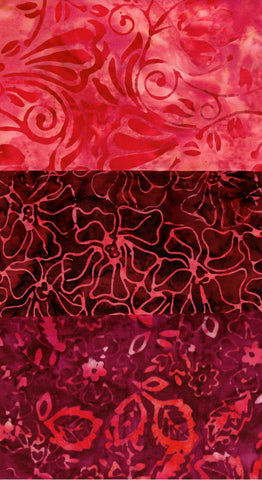 SBFQ3-28 Stash Builder Coordinating Prints Apricot Pink Florals [3 Fat Quarters] Batik Fabric Patchwork and Quilting