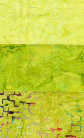 SBFQ3-32  Stash Builder Coordinating Print and Two Tonals Green [3 Fat Quarters] Batik Fabric Patchwork and Quilting