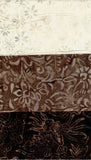 Cream Tan And Brown Floral Batik Cotton Fabric
